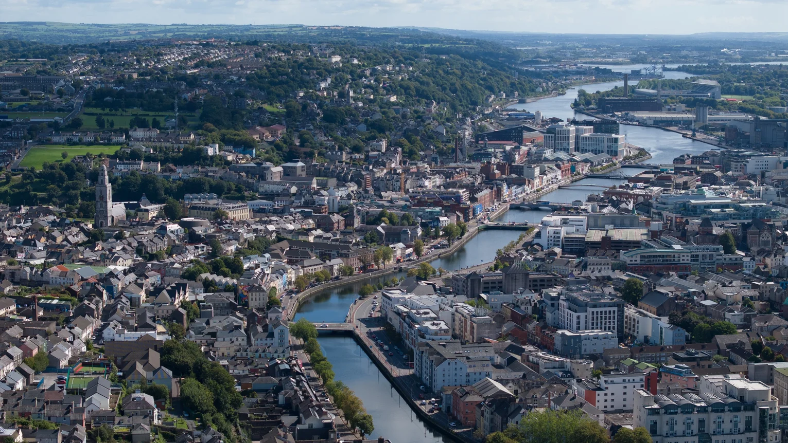 A river running through a city
