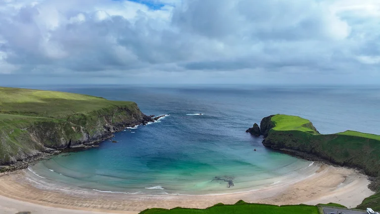 Aerial view of a beach and coast