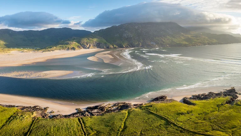aerial view of beach and coastline